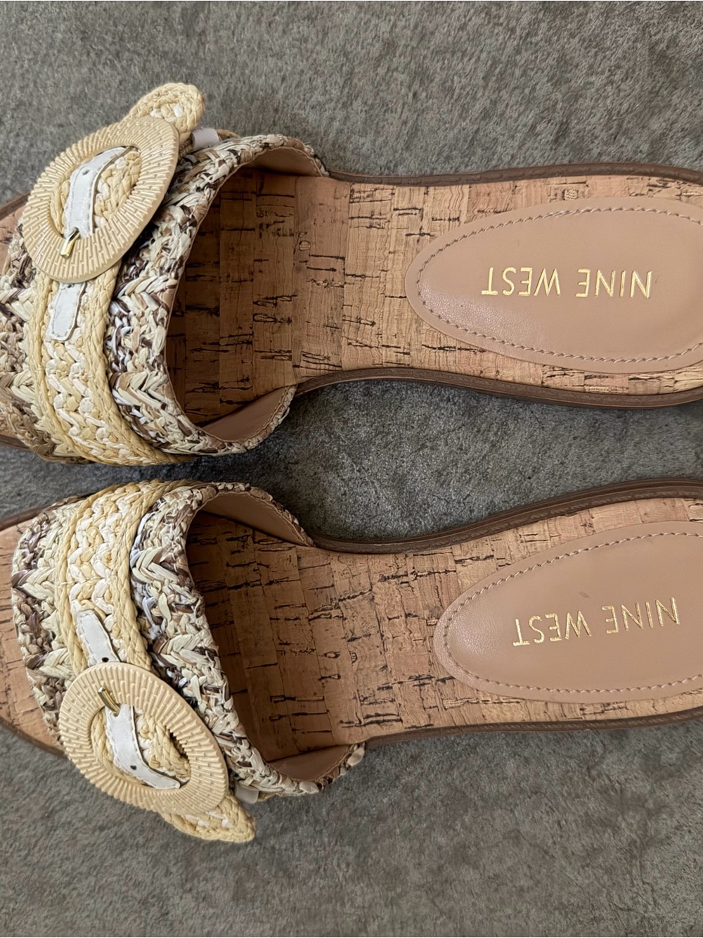 Nine West Braided Slide Sandals in Natural Beige and Tan Size 7